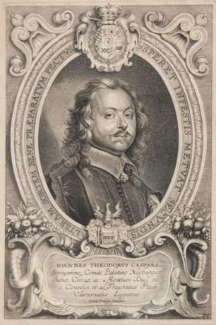 "Porträt von Johann Theodor Caspars", Kupferstich, nach einem Gemälde von Anselmus van Hulle, 29,5x15 cm, ungerahmt - photo 1