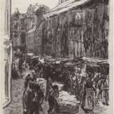 Liebermann, Max (1847-1935 Berlin) "Judengasse in Amsterdam", Holzschnitt, 13x11 cm, im Passepartout hinter Glas und Rahmen - photo 1