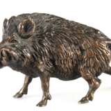 Bronze -Figur "Wildschwein", braun patiniert, 5x7,5x2,5 cm - Foto 1