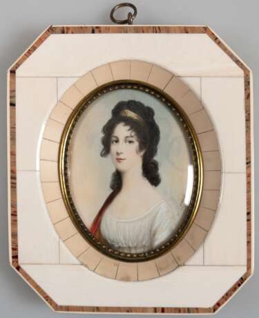 Miniatur "Friederike Louise v. Braunschweig", oval, 9x7 cm, im Rahmen, ges. 14x12 cm - фото 1