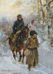 Kossak, Wojciech. Soldaten im Schnee.