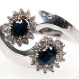 Ring "Toi & Moi", 14 k WG, Ges.-Gew. ca. 5,1 g, 2 Saphire in Brillant-Entourage von ca. 0,30 ct., RG 55 , Innendurchmesser 17,5 mm - Foto 1