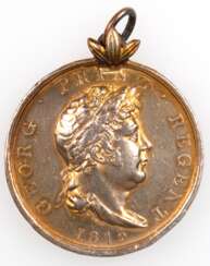 Waterloo-Medaille mit Öse als Anhänger, Silber, Hannover 1815, Porträt Georg Prinz Regent, Gew. 26,36 g, Dm. 3,5 cm