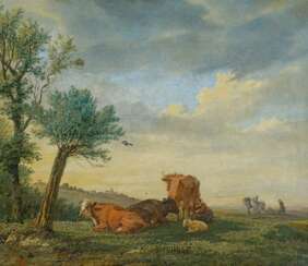 Dujardin, Karel. Landschaft mit Vieh und pflügenden Bauern.