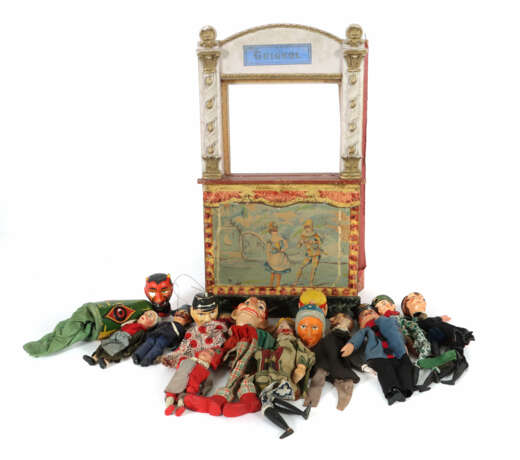 Kleines Kasperletheater bez. Guignol, Holz, lithog… - Foto 1