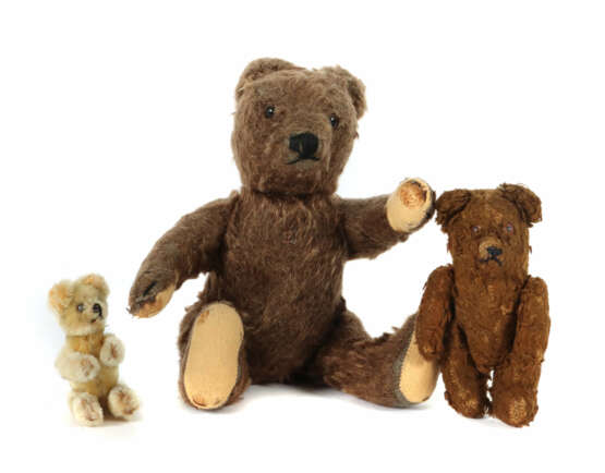 3 Teddy-Bären Steiff u. a., 1 x Teddybär, ca. 1950… - фото 1
