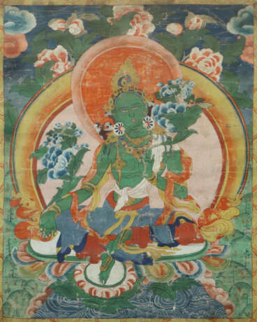 Thangka mit grüner Tara Tibet/Indien, 19. Jh., Gou… - photo 1
