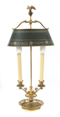 Bouilotte-Lampe um 1900, Messingguss, zweiflammige… - photo 1