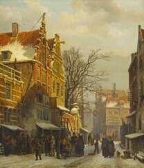 Springer, Cornelis. Winterliche Szene im Jüdischen Viertel in Amsterdam.