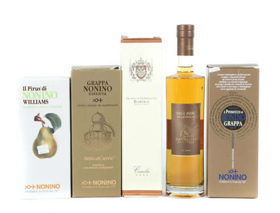 5 Flaschen Grappa 1x Jean Goyard, Vieux Marc de Ch… - Foto 1