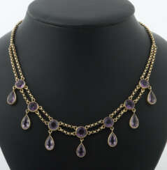 Collier mit Amethysten um 1910, Silber, säuregeprü…