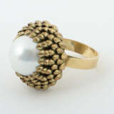 Ring mit Perle 20. Jh., Cocktailring, GG 585 Ring,… - photo 2
