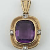 Anhänger mit Amethyst & Diamanten modern, Gelbgold… - photo 1