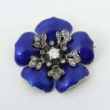 Emaille Brosche modern, Blütenform, blau emaillier… - Foto 1