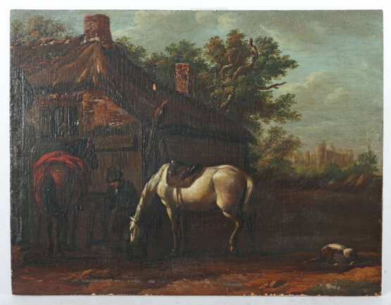 Maler des 18./19. Jh. ''Vorm Pferdestall'', Bauer,… - photo 2