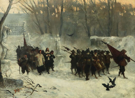 Maler des 19. Jh. ''Landwehr'', sich in winterlich… - photo 1