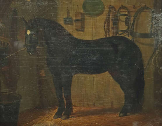 Maler des 19. Jh. ''Pferd im Stall'', schwarzes Pf… - photo 1