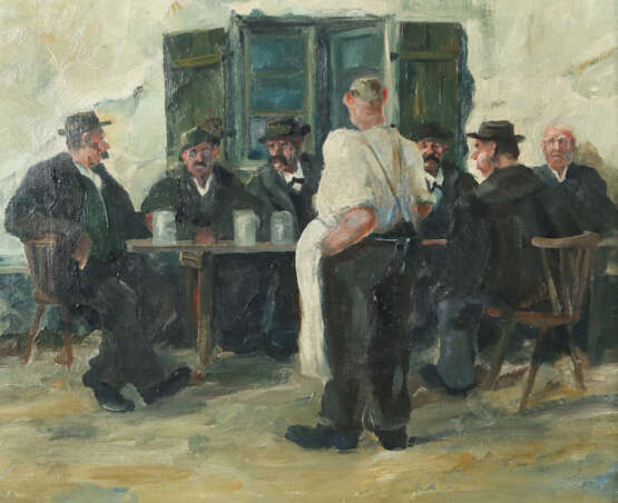 Maler des 20. Jh. ''Biergarten-Stammtisch'', Bauer… - photo 1