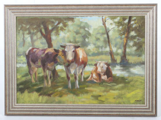 Monogrammist des 20./21. Jh. ''Kühe am Bächlein'',… - фото 2