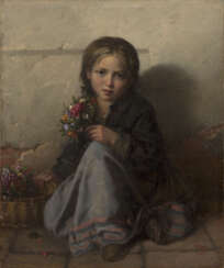 RACHKOV, NIKOLAI (1825-1895) Little Flower Seller , signed and dated 1869.