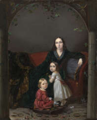 Захаров, Петр (1816-1846) Семейный портрет , подписанный "Захаров.Да=/daiurtskii.-" и от "18 ИЖ/х 40".