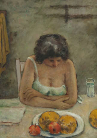 Maler des 20. Jh. ''Dame am Tisch'', junge Frau in… - фото 1