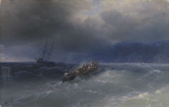 AIVAZOVSKY, IVAN (1817-1900) Storm over the Black Sea , signed and dated 1893, also further signed on the reverse. - Foto 1