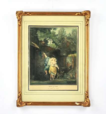 Cadre de style Neo-Baroque XIX&egrave;me si&egrave;cle. Lithograph 20th century - Foto 1