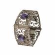 Silver bracelet with Amethysts, cabochon cut. - One click purchase