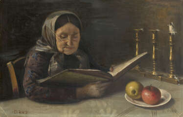 PEN, YEHUDA (1854-1937) Old Woman Reading , signed twice.