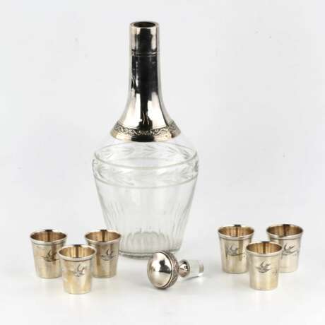 Un ensemble de verres avec une carafe. 1900 Argent At the turn of 19th -20th century - photo 2