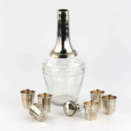 Un ensemble de verres avec une carafe. 1900 Argent At the turn of 19th -20th century - photo 3