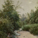SHILDER, ANDREI (1861-1919 ) Fisherman on the Forest River , signed and dated 1888. - фото 1