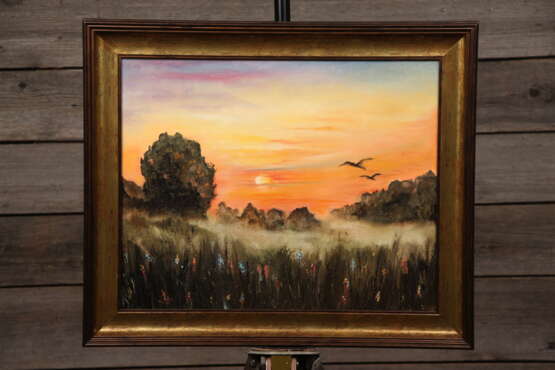 Августовский вечер на лугу. Canvas Oil paint Impressionism Landscape painting 2018 - photo 1