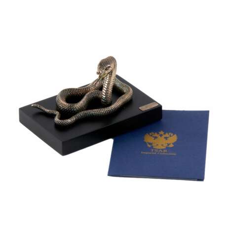 Silver plated figure of a snake. Tsar imperial collection. Wood 21th century - photo 4