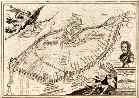 Plan of Narva and Ivangorod during the Northern War. Charles XII. Paper Baroque At the turn of 17th-18th century - photo 2