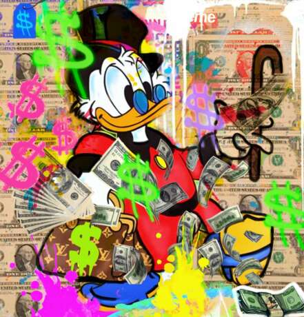 Felix von Altersheim. Scrooge McDuck. Favorite banknote. Neo-Popart. Printing on Plexiglas. Plastic 20th century - photo 1
