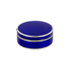 Argent, Moule fran&ccedil;aise en email guilloche bleu cobalt. 