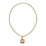 Cha&icirc;ne en or medaillon pagode avec Bouddha meditant Gold 14K Chinoiserie 21th century - Foto 4