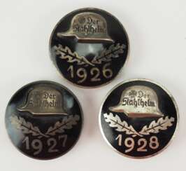 Stahlhelmbund: Abzeichen 1926, 1927 und 1928.