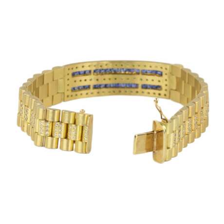 Bracelet unisexe en or 18 carats avec saphirs et diamants style Rolex Diamants 21th century - photo 4