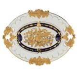 Великолепное фарфоровое блюдо с ажурными ручками. Meissen. 20 век. Позолота Neorococo Mid-20th century г. - фото 1