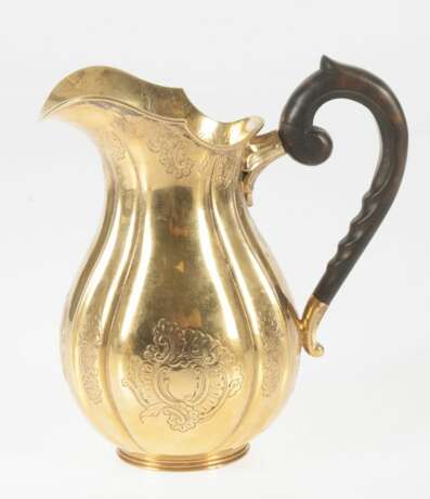 Gold-plated silver set - Coffee pot tea pot water pitcher bowl of cream sugar-basin Silver Mid-20th century - photo 5