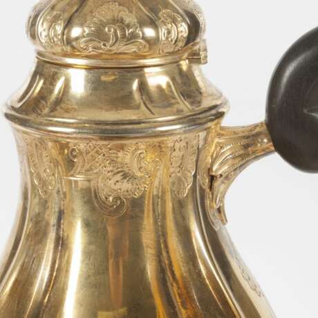 Gold-plated silver set - Coffee pot tea pot water pitcher bowl of cream sugar-basin Silver Mid-20th century - photo 7