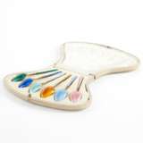 Set of six silver spoons with guilloche enamel in the original box. Silver guilloche enamel 20th century - photo 2