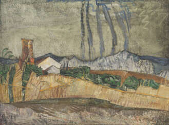 GRISHENKO, ALEXEI (1883-1977) Greece , signed and dated 1922, also further titled and dated on the backing cardboard, also further signed and numbered "N 8" on the label on the backing cardboard.