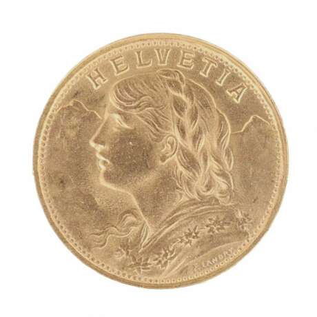 Gold coin 20 Swiss francs. 1947. Gold Mid-20th century - photo 2