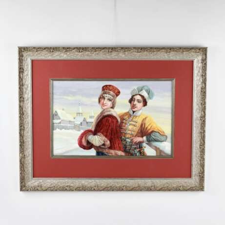 Акварель Ухаживание на зимних улицах Руси в 16 веке. Wash and watercolor on paper 20th century г. - фото 1