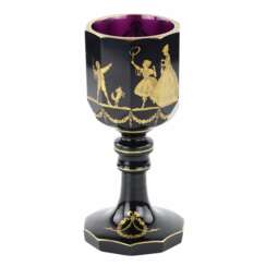 Decagonal violet crystal glass with gold decoration. St. Petersburg, 1810. 