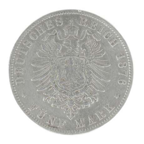 Pi&egrave;ce en argent de 5 marks. Allemagne 1876. Argent 19th century - photo 1